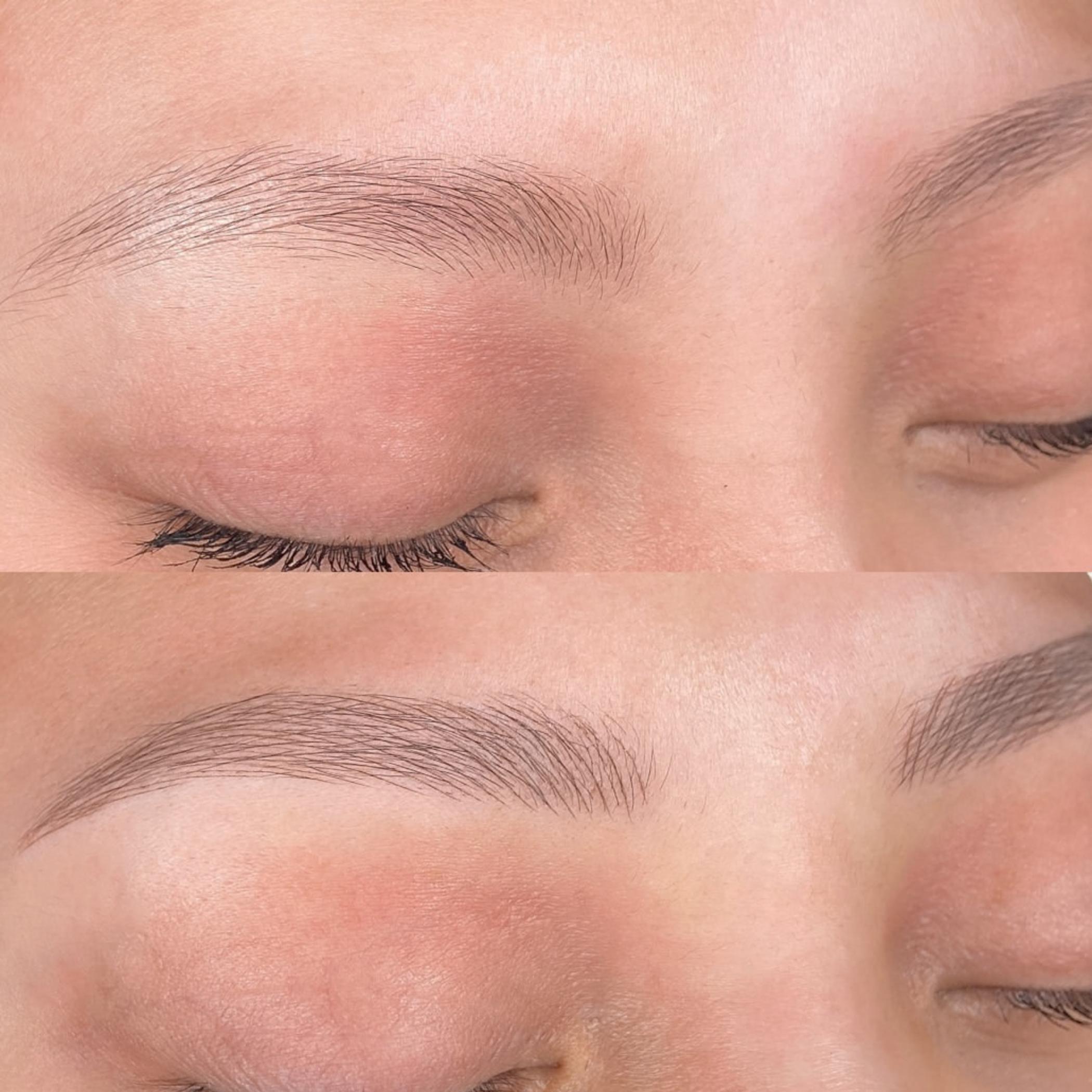 artist working on eyebrow shading