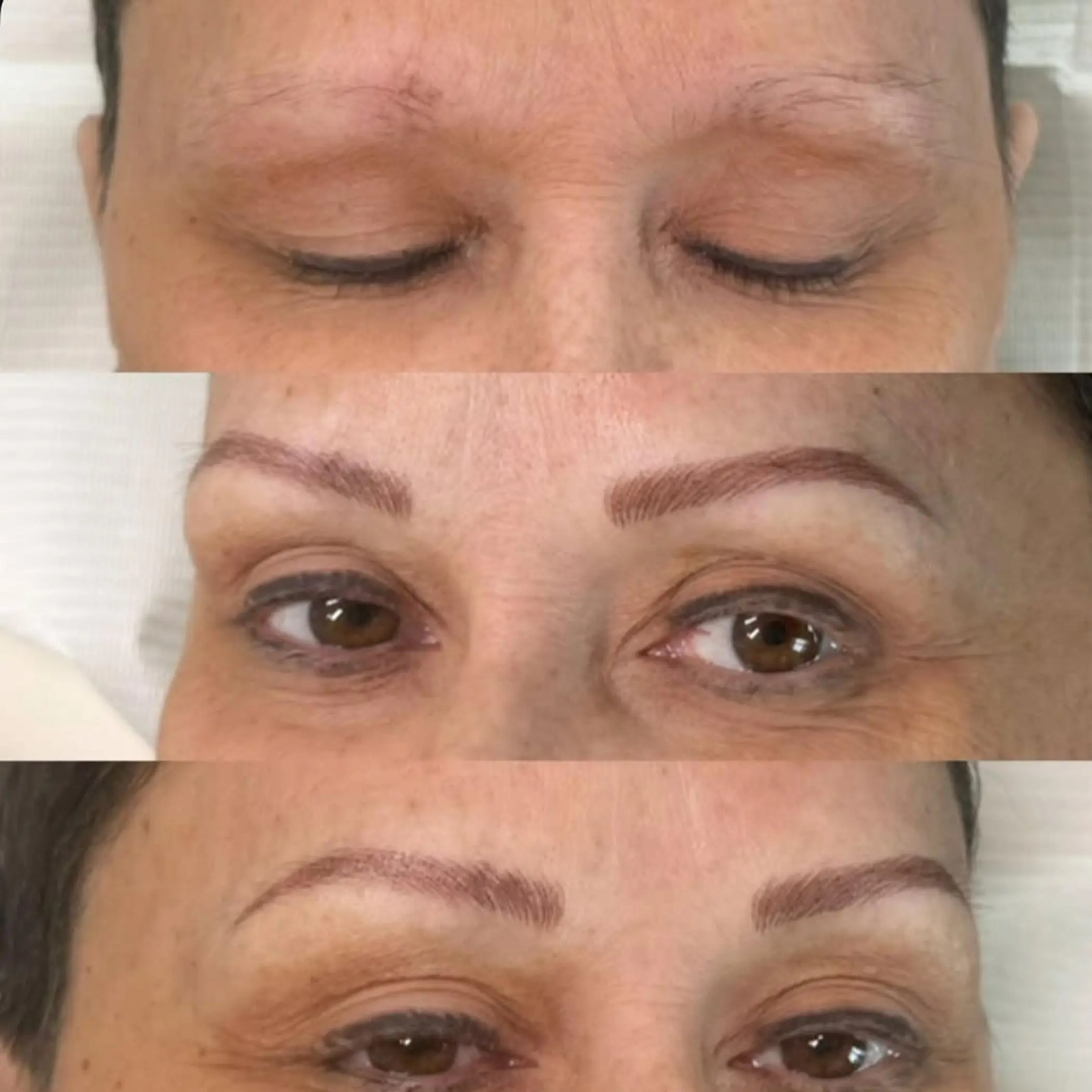 close up eyebrow tattoo pigment detail