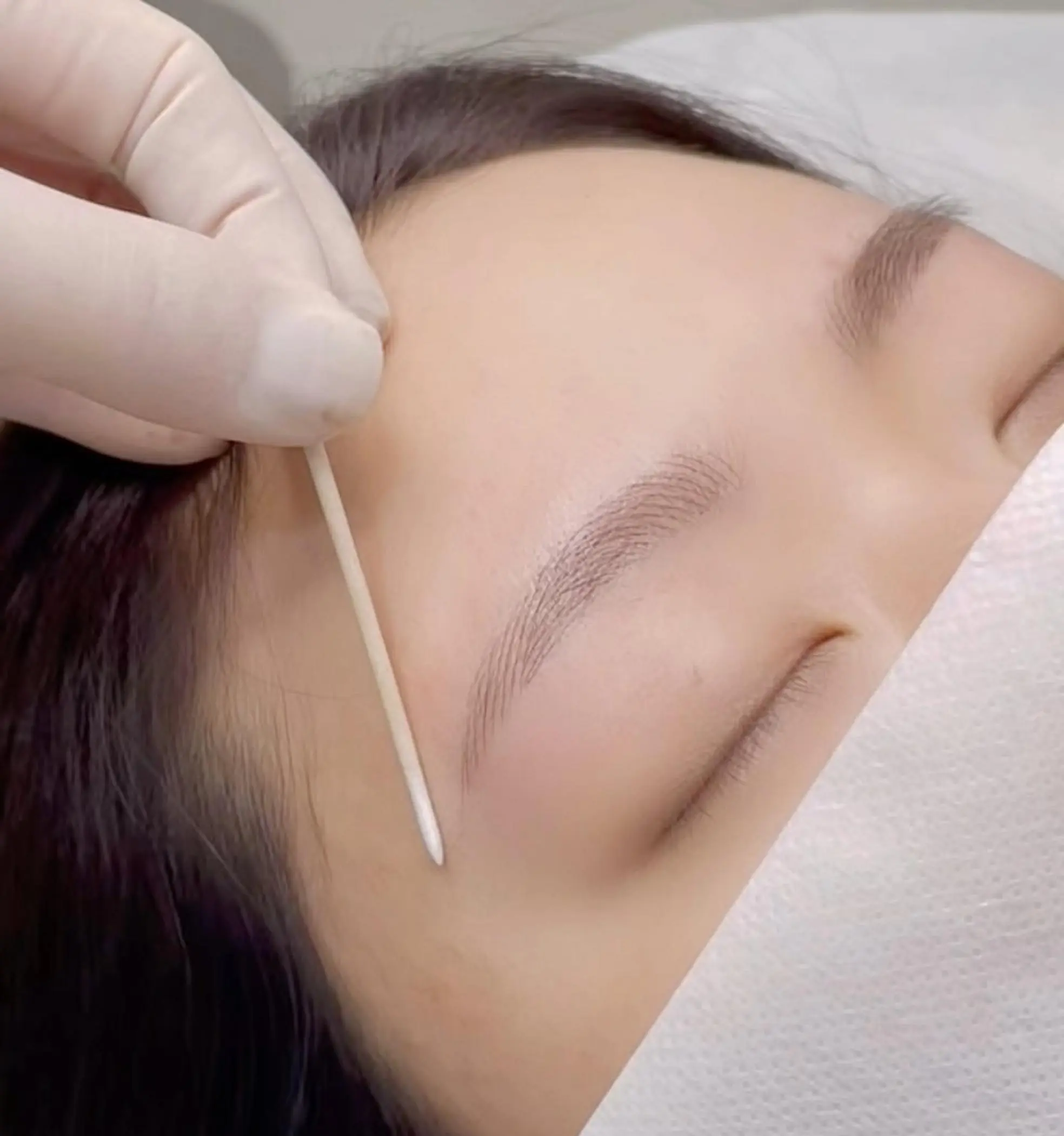 close up healed hybrid brow skin