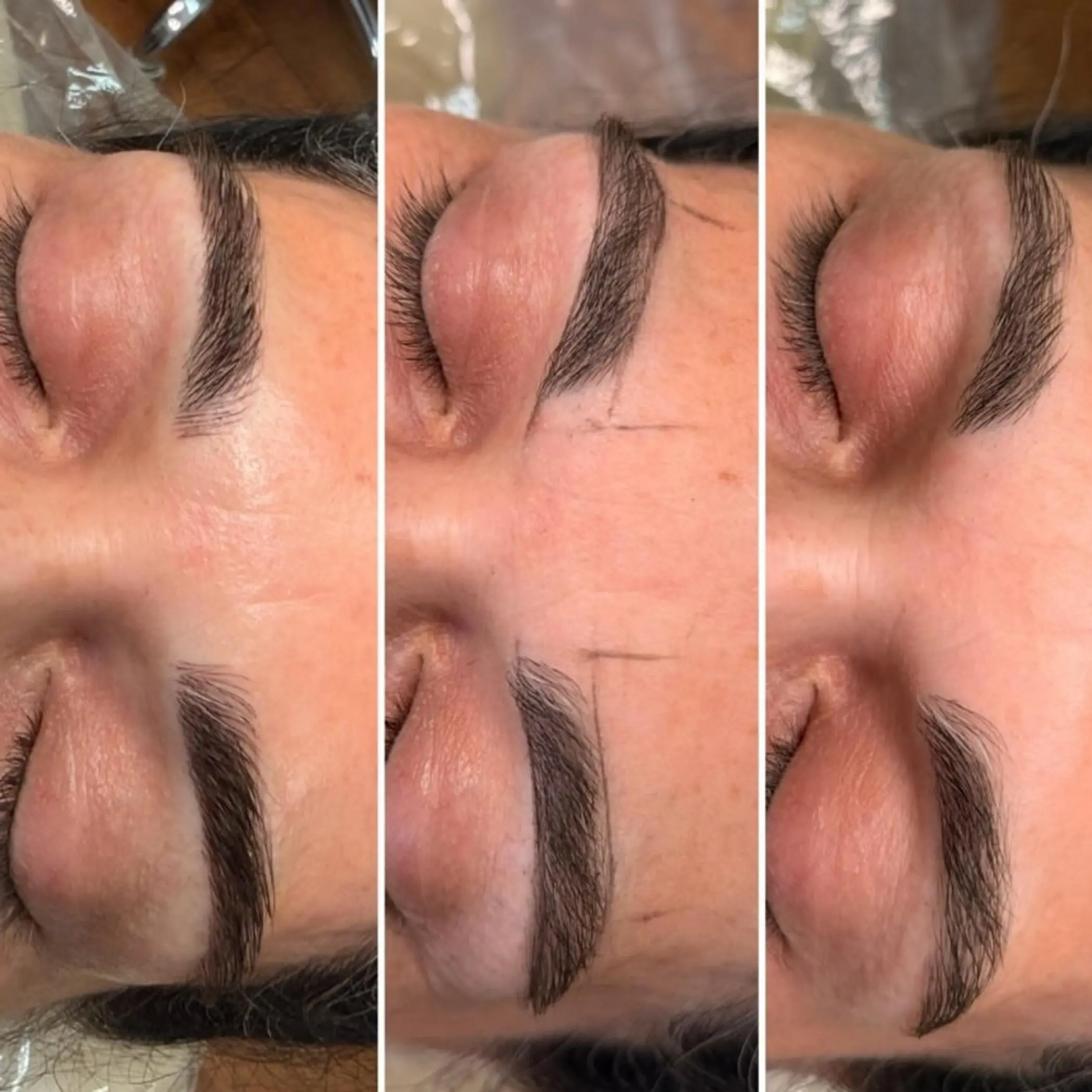 cosmetic tattoo artist doing brows