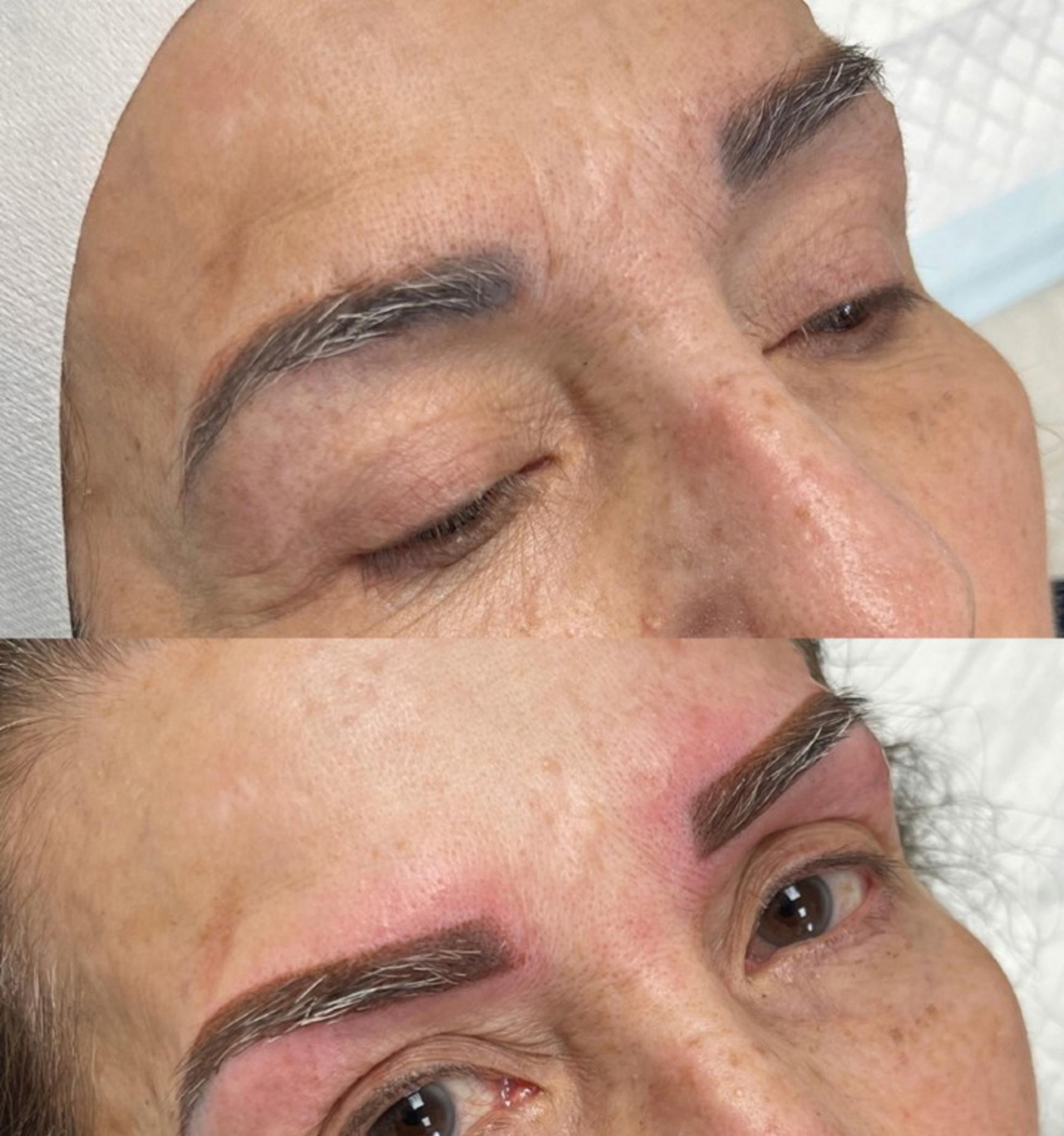 healing stages of hybrid eyebrow tattoo