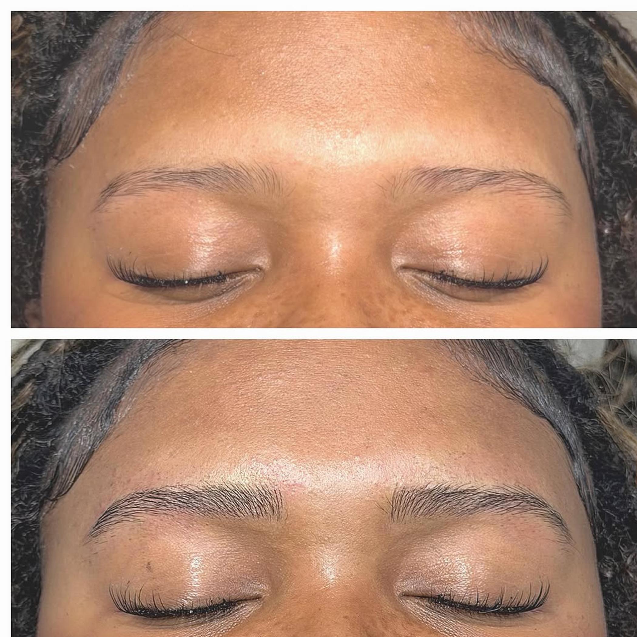 technician applying brow shading