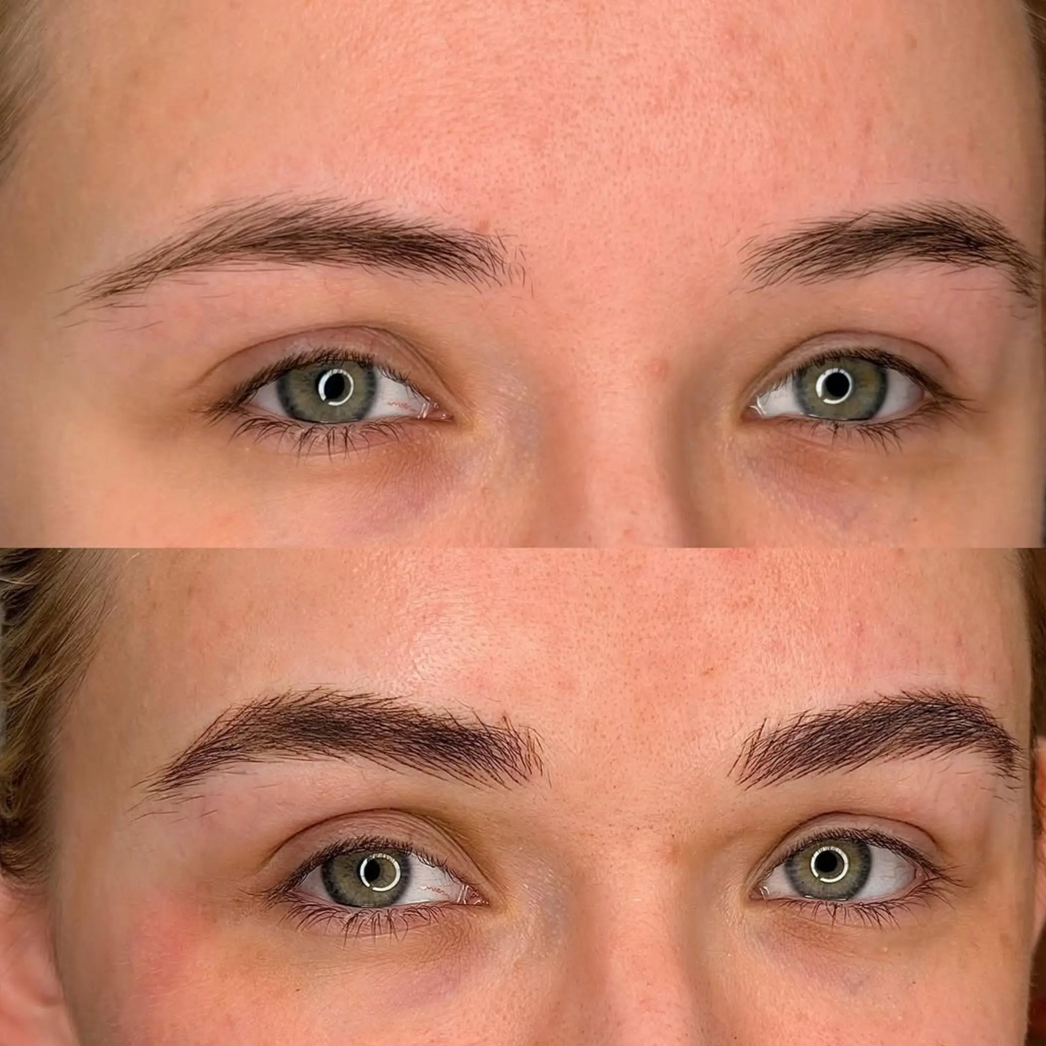 technician shaping brows with stencil