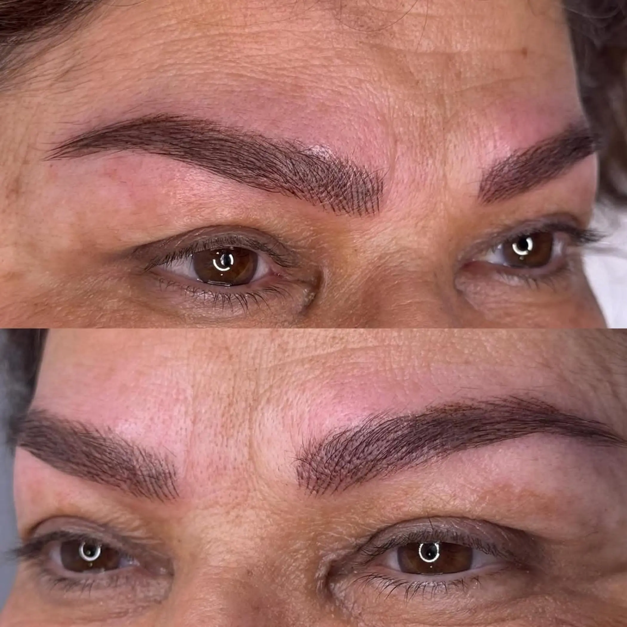 technician shaping client eyebrows